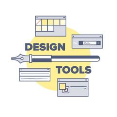 Aufkleber - Design tools and equipments illustration concept