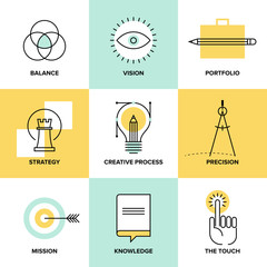 creative process design flat line icons