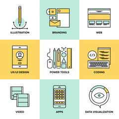 Aufkleber - Web design and development flat line icons