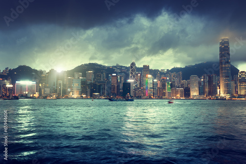 Naklejka samoprzylepna Skyline z Hongkongu