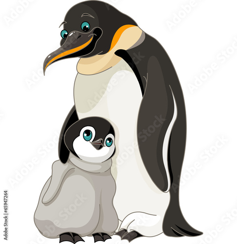 Naklejka dekoracyjna Emperor Penguin With Chick