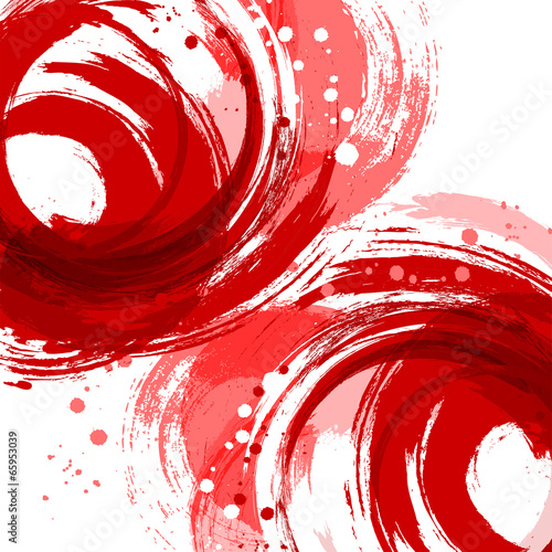 Tapeta ścienna na wymiar Square abstract vector background. Red. Artistic brush strokes a