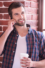 Canvas Print - Handsome on the phone.