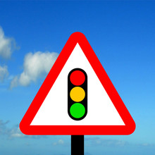 Warning Triangle Traffic Signals Ahead