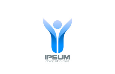 Poster - Winner vector logo design. Sport man concept icon