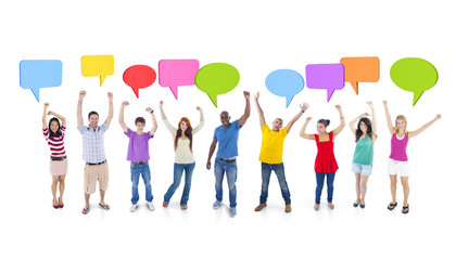 Wall Mural - Group of People with Speech Bubbles