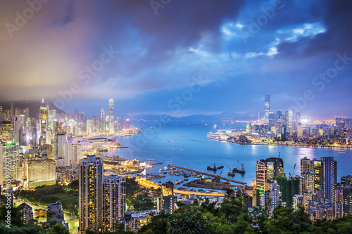 Naklejka samoprzylepna Hongkong, Chiny panoramę miasta