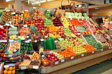 Shelf With Fruits On A Farm Market