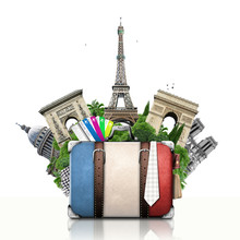 France, Landmarks Paris, Retro Suitcase, Travel