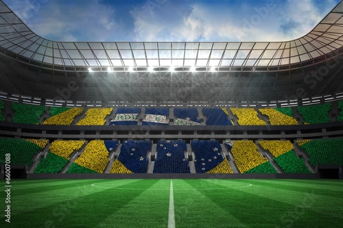 Board z aluminiowym obramowaniem Duży stadion piłkarski z fanami brazylijskimi