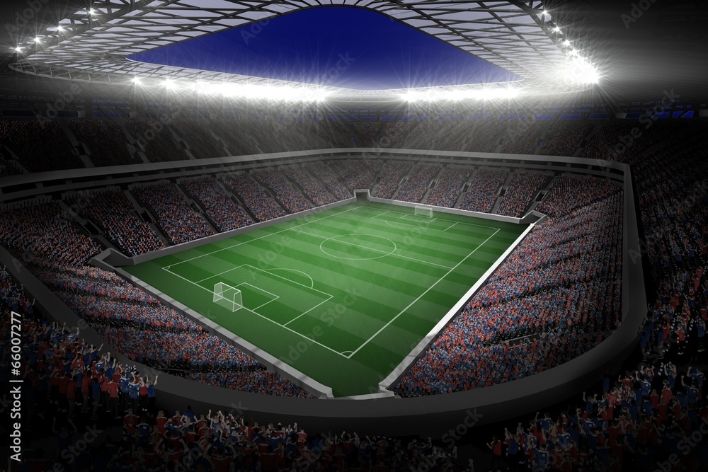 Large football stadium with lights - obrazy, fototapety, plakaty 