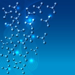 Sticker - Blue molecules background, beautiful blue gradient color