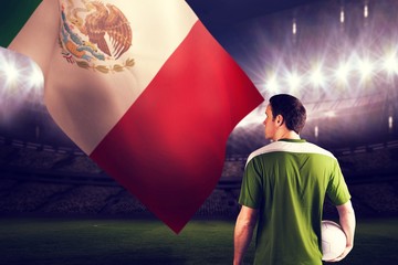 Aufkleber - Composite image of football player in green holding ball