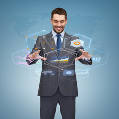 Sticker - businessman working with virtual screen