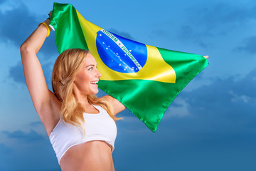 Canvas Print - Happy fan of Brazilian football team