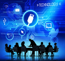 Wall Mural - Business People Working and Technology Concepts
