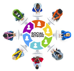 Wall Mural - People Social Networking and Computer Network Concepts