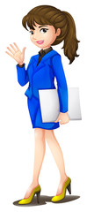 Poster - An office secretary wearing a blue uniform