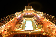 Cruise Ship Top Deck At Night