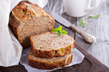 Banana bread on a cutting board