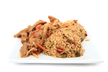 Poster - soya meat and rice (vegetarian food)