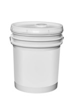 White Plastic 5 Gallon Paint Container, Isolated