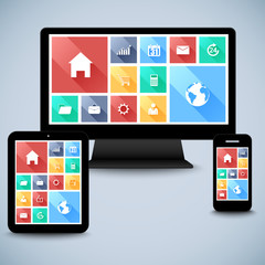 Aufkleber - Modern flat user interface kit in computer, mobile, tablet