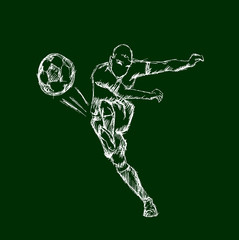 Wall Mural - Illustrations footballer kicking a ball