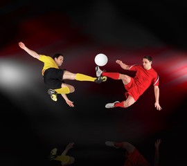 Poster - Football players tackling for the ball