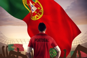 Aufkleber - Composite image of portugal football player holding ball
