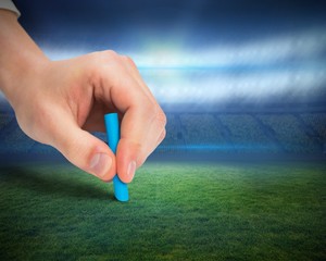 Poster - Hand drawing on football pitch