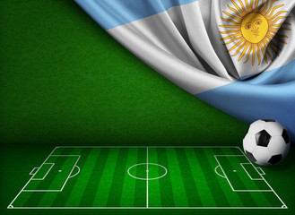 Soccer or football background with flag of Argentina