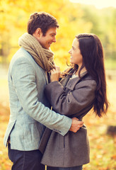 Wall Mural - romantic couple in the autumn park