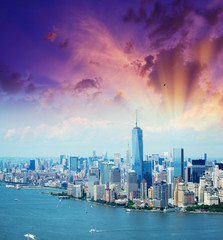 Beautiful skyline of Lower Manhattan, New York