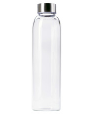 Transparent of aluminum lid glass bottle isolated on white