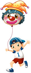 Poster - A boy holding a clown balloon