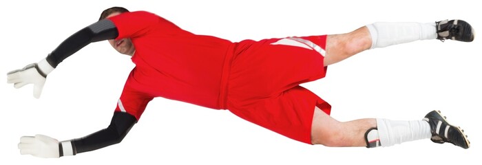 Poster - Goalkeeper in red jumping up