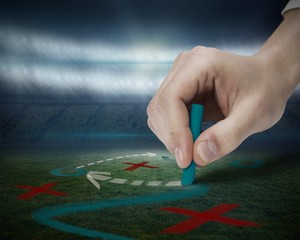 Poster - Hand drawing tactics on football pitch