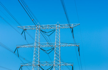 High voltage lines and a power pylon