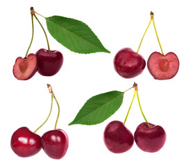 Wall Mural - isolated cherry berries collection