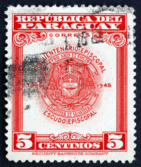 Postage stamp Paraguay 1948 Archbishopric Coat of Arms, Asuncion