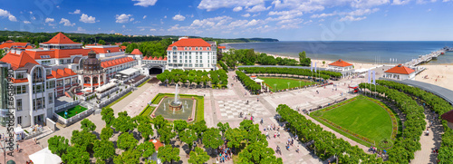 Board z aluminiowym obramowaniem Panorama sopota z molem na Morzu Bałtyckim, polska