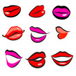 Print of red lips. Vector