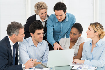 Wall Mural - Business Team Looking At Laptop