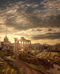 Famous Roman ruins in Rome, Capital city of Italy