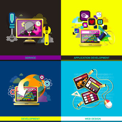 flat design icons for web and mobile phone services