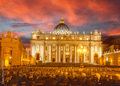 Fotoboard na płycie Bazylika San Pietro w Watykanie, Rzym, Włochy