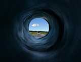 Tunnel and road to mystic land far away