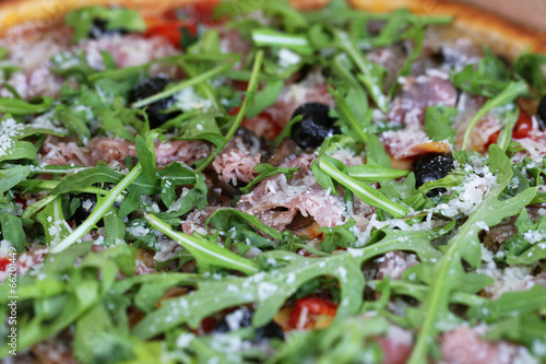 Fotoboard na płycie Pizza z rukolą, zbliżenie