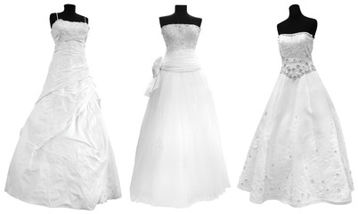 Wall Mural - Three Modern Wedding Dress isolated on white background